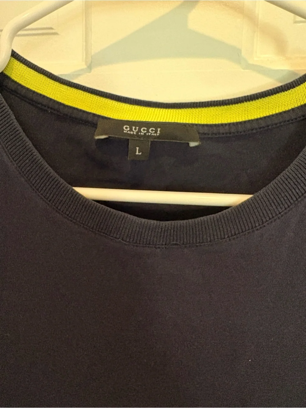Gucci Men's Vintage Navy Crew Neck Logo T-Shirt